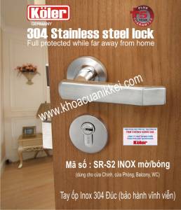 Khóa tay ốp rời- khóa phân thể inox 304 dùng cho cửa đi, cửa phòng, cửa vệ sinh và ban công hiệu Koler